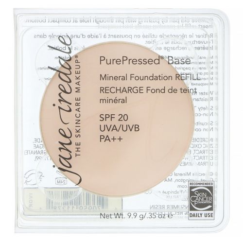 Jane Iredale, PurePressed Base, Mineral Foundation Refill, SPF 20 PA++, Ivory, 0.35 oz (9.9 g)