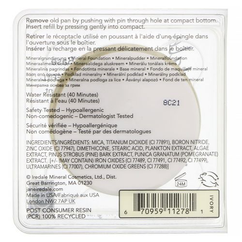 Jane Iredale, PurePressed Base, Mineral Foundation Refill, SPF 20 PA++, Ivory, 0.35 oz (9.9 g)