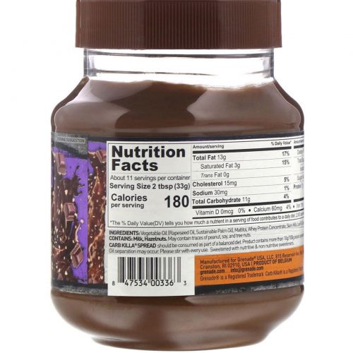 Grenade, Carb Killa Protein Spread, Chocolate Hazelnut Flavor, 12.7 oz (360 g)