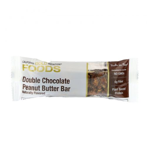 California Gold Nutrition, Double Chocolate Peanut Butter Flavor Bars, 12 Bars, 1.4 oz (40 g)