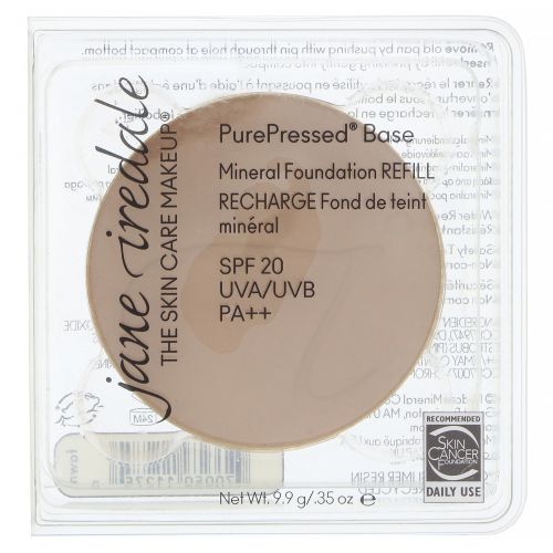 Jane Iredale, PurePressed, минеральная тональная основа, сменный блок, SPF 20 PA++, оттенок «фавн», 9,9 г (0,35 унции)