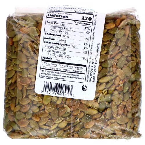 Bergin Fruit and Nut Company, Обжаренные и подсоленные тыквенные семечки, 14 унций