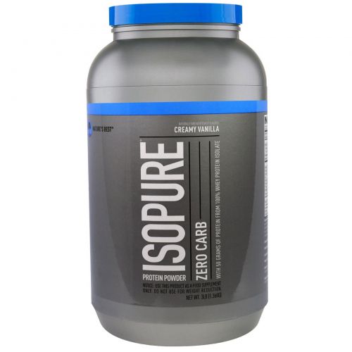 Nature's Best, IsoPure, Протеиновый порошок без углеводов Isopure, сливочная ваниль, 3 фунта (1361 г)