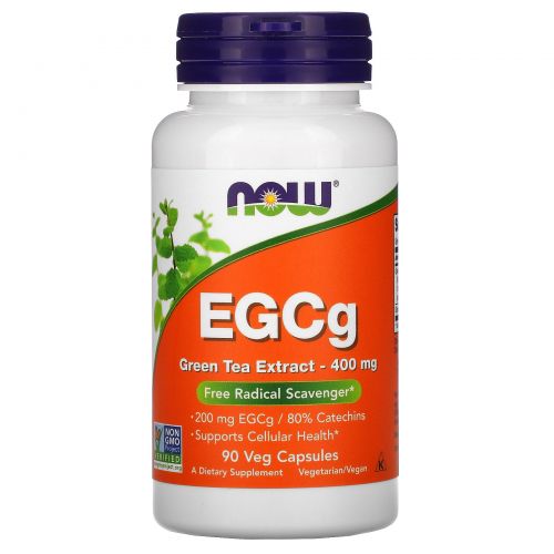 Now Foods, EGCg, экстракт зеленого чая, 400 мг, 90 вегетарианских капсул