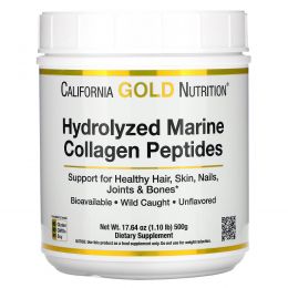 California Gold Nutrition, пептиды из морского коллагена премиального качества, без добавок, 500 г (17,64 унции)