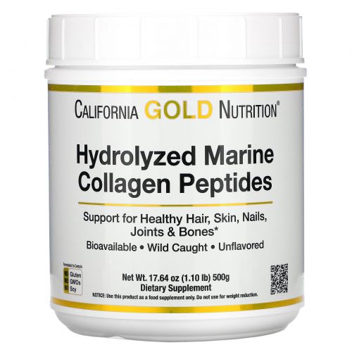 California Gold Nutrition, пептиды из морского коллагена премиального качества, без добавок, 500 г (17,64 унции)