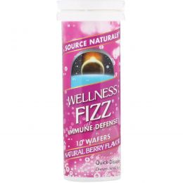 Source Naturals, Иммуностимулирующее средство Wellness Fizz, со вкусом натуральных ягод, 10 пластинок