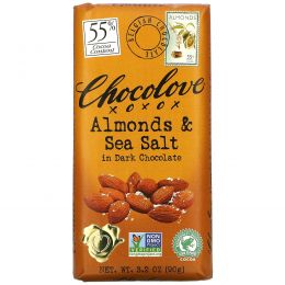 Chocolove, Темный шоколад с миндалем и морской солью, 3,2 унции (90 г)