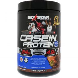 Six Star, Six Star Pro Nutrition, казеиновый протеин, элитная серия, тройной шоколад, 2 фунта (907 г)