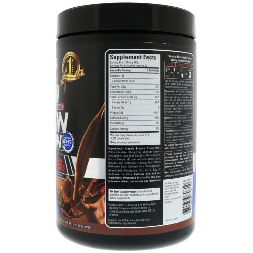 Six Star, Six Star Pro Nutrition, казеиновый протеин, элитная серия, тройной шоколад, 2 фунта (907 г)