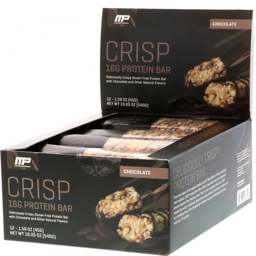 MusclePharm, Белковые батончики Combat Crisp, шоколад, 12 батончиков, по 1,59 унции (45 г) каждый