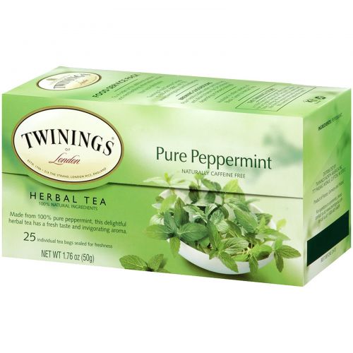 Twinings, Травяной чай из перечной мяты, Без кофеина, 25 чайных пакетиков, 1,76 унции (50 г)