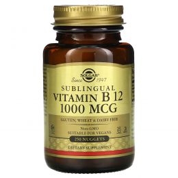 Solgar, Витамин B12, сублингвальный, 1000 мкг, 250 крупинок