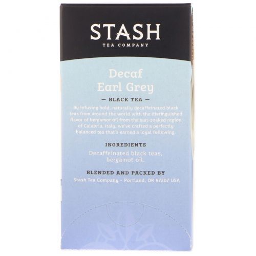 Stash Tea, Earl Grey, чай без кофеина, 18 чайных пакетиков, 1,1 унции (33 г)