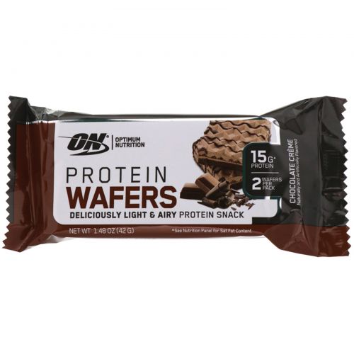 Optimum Nutrition, Protein Wafers, Chocolate Creme, 9 Packs, 1.48 oz (42 g) Each