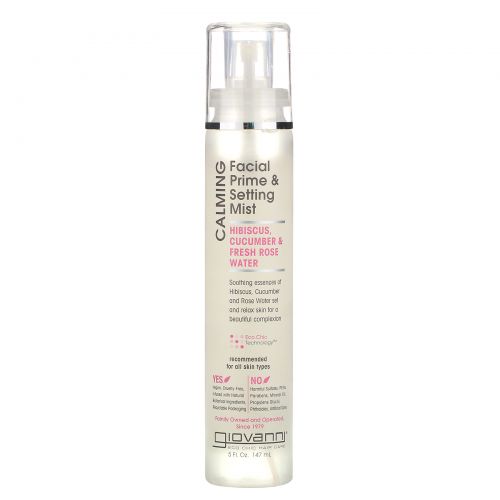 Giovanni, Calming Facial Prime & Setting Mist, Hibiscus, Cucumber & Fresh Rose Water, 5 fl oz (147 ml)