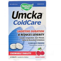 Nature's Way, Жевательные таблетки Umcka ColdCare, с ароматом вишни, 20 таблеток