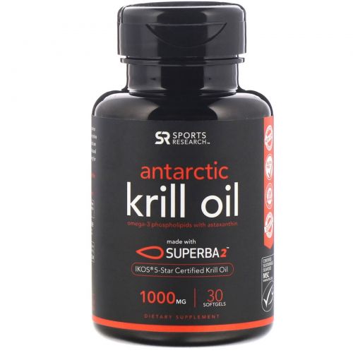 Sports Research, Antarctic Krill Oil with Astaxanthin, 1000 mg, 30 Softgels