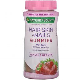 Nature's Bounty, жевательные мультивитамины для здоровья волос, кожи, ногтей со вкусом клубники, 80 жевательных конфет