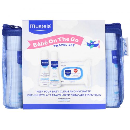 Mustela, Bebe on the Go, Travel Set, 3 Piece Set