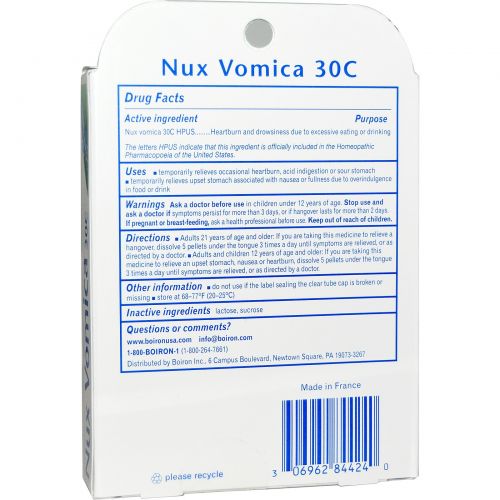 Boiron, Single Remedies, Чилибуха (Nux Vomica), 30C, 3 тубы, приблизительно 80 гранул в каждой