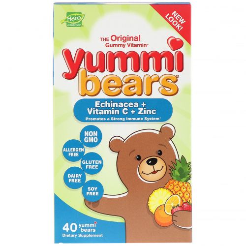 Hero Nutritional Products, Yummi Bears, эхинацея + витамин C и цинк, 40 шт.