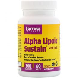 Jarrow Formulas, Альфа-липоевая кислота 300 с биотином, 300 мг, 60 таблеток