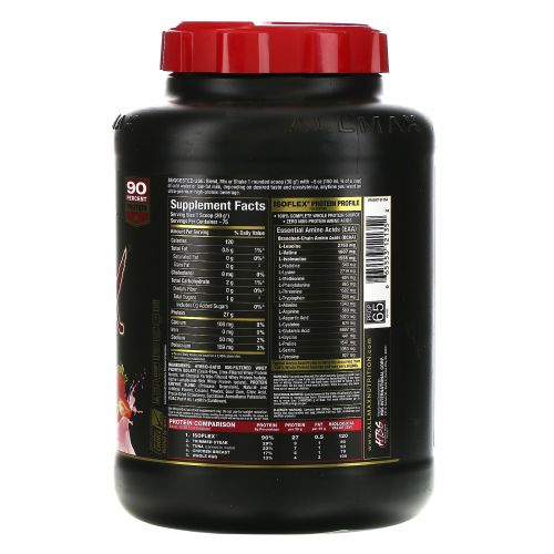 ALLMAX Nutrition, Isoflex, 100% Ultra-Pure Whey Protein Isolate (WPI Ion-Charged Particle Filtration), Strawberry, 5 lbs. (2.27 kg)