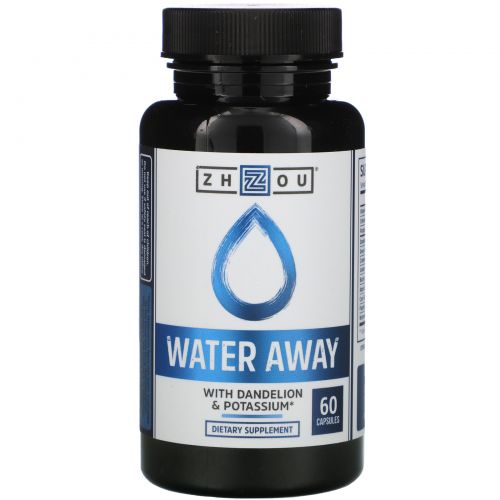 Zhou Nutrition, Water Away с одуванчиком и калием, 60 капсул