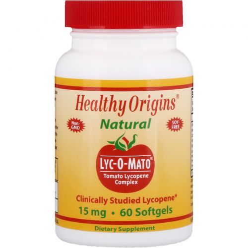 Healthy Origins, Lyc-O-Mato - комплексная добавка ликопина из помидоров, 15 мг, 60 гелевых капсул