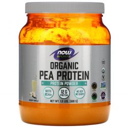 Now Foods, Спорт, органический гороховый белок, натуральная ваниль, 1,5 фунтов (680 г)