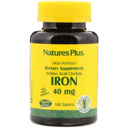 Nature's Plus, Железо, 40 мг, 180 таблеток