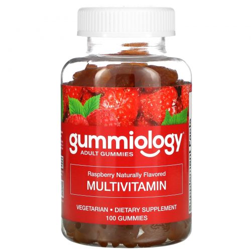 Gummiology, Adult Mega Multivitamins Gummies, Natural Raspberry Flavor, 100 Vegetarian Gummies