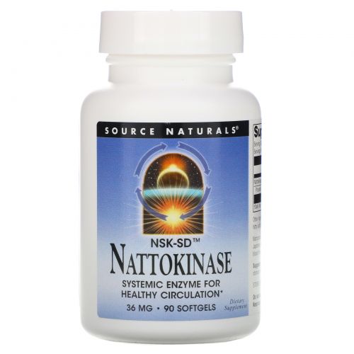 Source Naturals, Наттокиназа NSK-SD, 36 мг, 90 капсул