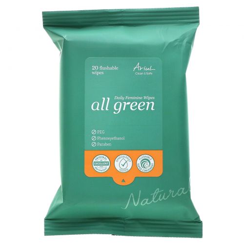 Ariul, All Green, Daily Feminine Wipes,  20 Flushable Wipes