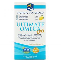 Nordic Naturals, Ultimate Omega Xtra, лимон, 1000 мг, 60 мягких таблеток