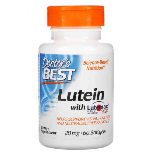 Doctor's Best, Best Lutein Featuring Lutemax, 20 mg, 60 Softgels