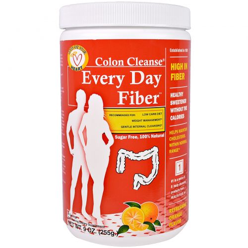 Health Plus Inc., "Чистка кишечника с ежедневными волокнами", средство для чистки толстого кишечника с пищевыми волокнами и освежающим апельсиновым вкусом, 9 унций (255 г)