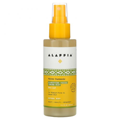 Alaffia, Neem Turmeric Facial Mist with Yarrow & Lotus, 3.4 fl oz (100 ml)