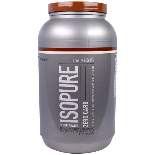 Nature's Best, IsoPure, Протеиновый порошок Isopure, не содержит углеводов, печенье с кремом, 3 фунта (1.36г)