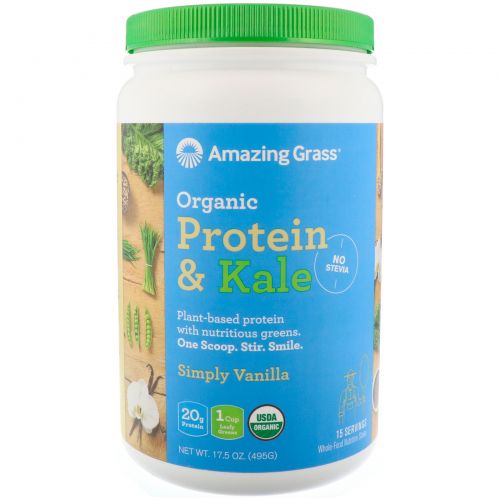 Amazing Grass, Organic Protein & Kale, Simply Vanilla, 17.5 oz (495 g)