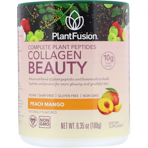 PlantFusion, Комплекс с растительными пептидами, Collagen Beauty, персик и манго, 180 г