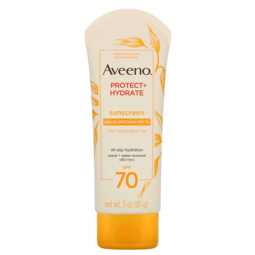 Aveeno, Active Naturals, Protect + Hydrate, солнцезащитный лосьон, SPF 70, 85 г (3 унции)