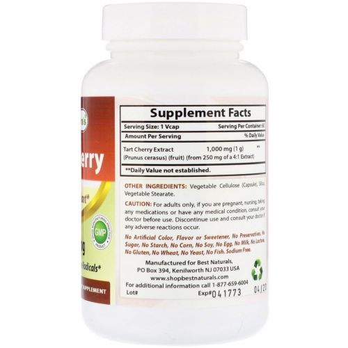 Best Naturals, Tart Cherry, 1000 mg , 60 VCaps