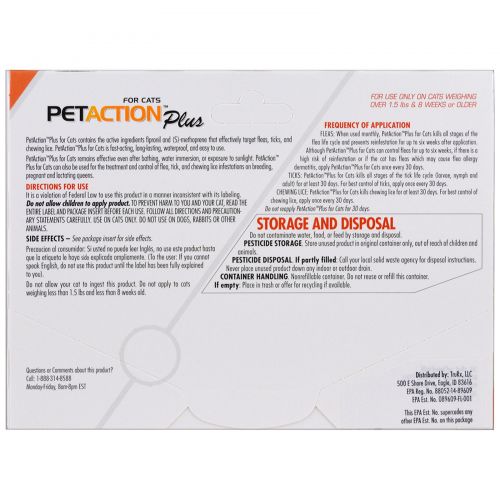 Pet Action Plus, For Cats, 3 Doses - 0.017 fl oz Each