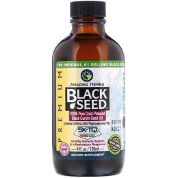 Amazing Herbs, Черное семя, на 100% чистое семя черного тмина холодного отжима, 4 жидк. унций (120 мл)