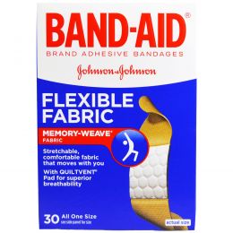 Band Aid, Брендовые пластырные бинты, эластичная ткань, 30 бинтов