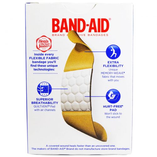 Band Aid, Брендовые пластырные бинты, эластичная ткань, 30 бинтов