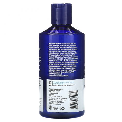 Avalon Organics, Шампунь, нормализующий кожу голову, Чайное дерево и мята, 14 fl oz (414 мл)