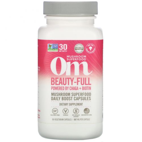 Organic Mushroom Nutrition, Beauty-Full, на базе чаги + биотина, 667 мг, 90 вегетарианских капсул